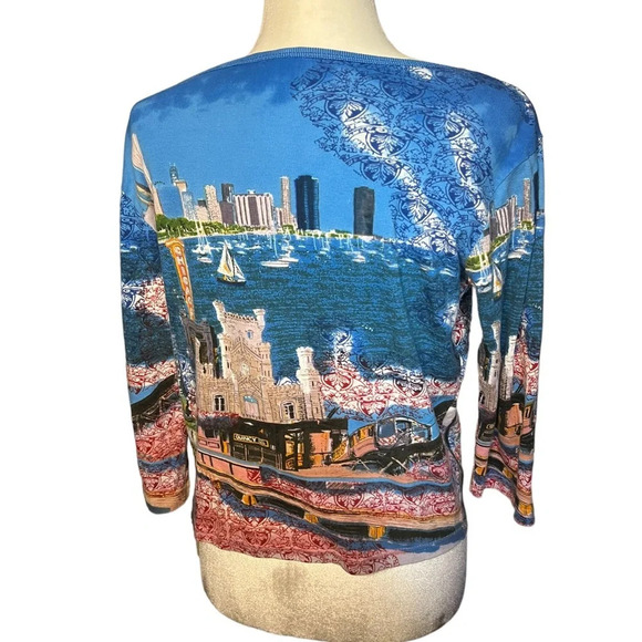 Chicago Skyline Y2K Colorful Art Shirt M - Picture 2 of 4